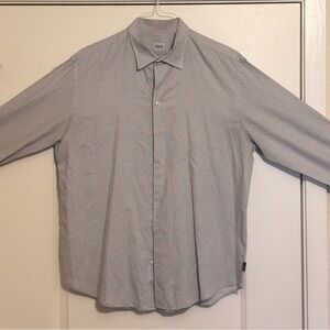 Armani Collezioni Button Down Shirt XL Gray Check Pattern Luxury Dress Shirt
